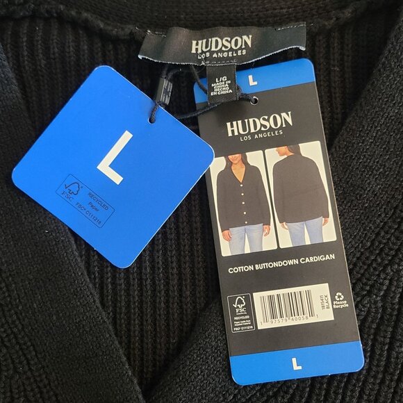 Hudson Black Cardigan Button Front NEW L Classic Staple Lagenlook Womens - Picture 5 of 9